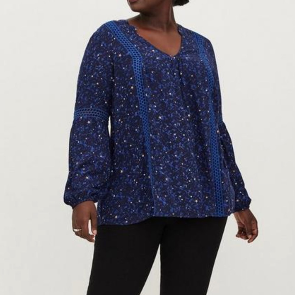 Torrid Galaxy Twill Woven Lace Trim Tunic Top Top Size 5x
